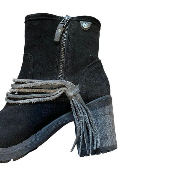 Bos & Co Black Suede Fringe Ankle Bootie Boots Western Block Heel Sz 36 - Picture 4 of 8